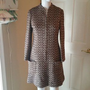 Adele Simpson Vintage 1960s Geometric Wool Dress XS S